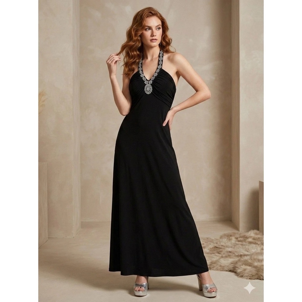 Elegante black sparkly accents  dress